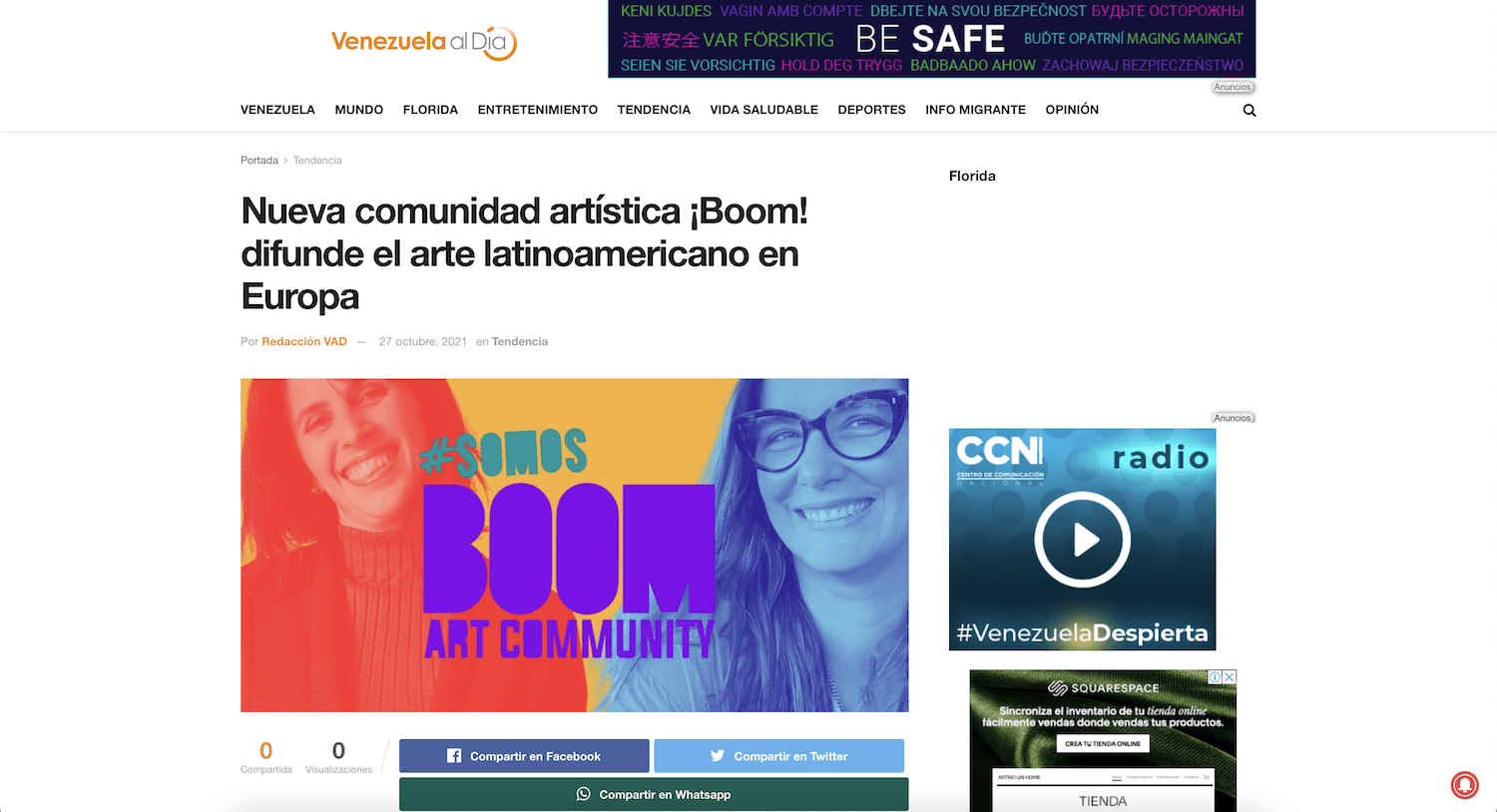 Captura de pantalla del artículo