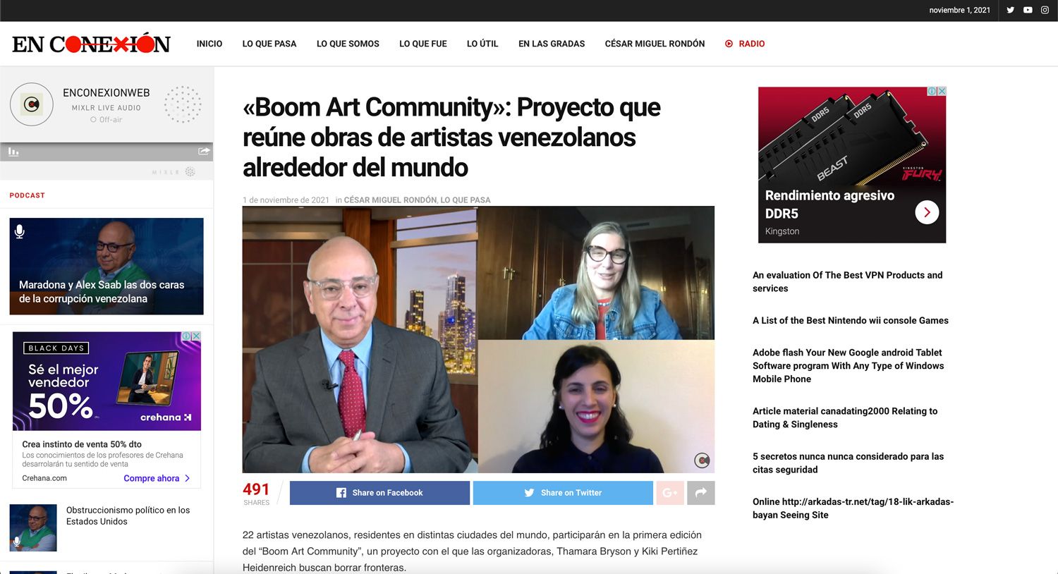 Captura de pantalla del artículo